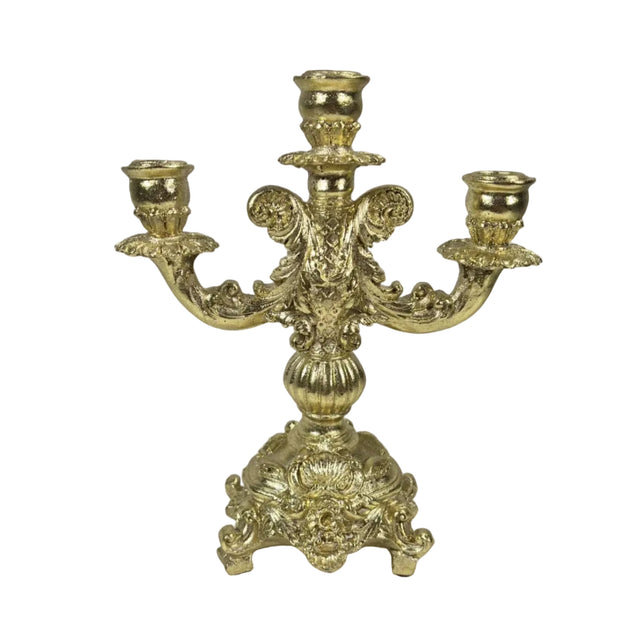 Antique style candelabra 3 arms 25x30cm - gold