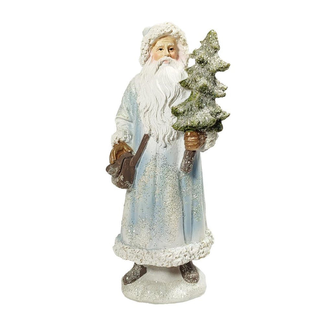 Blue Polyresin Santa 9X9X21cm