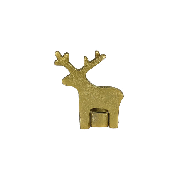 Tealight Holder Gold Reindeer 9X4.5X10Cm