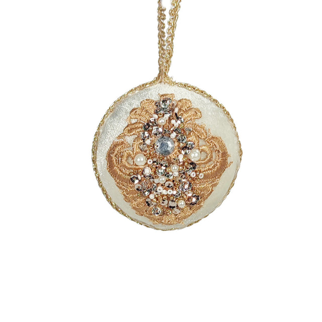 Bauble With Velvet 7,5Cm - Cream