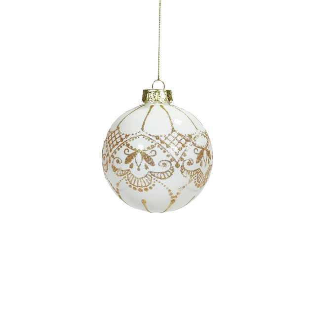 Bauble With Gold Lace Pattern 10cm