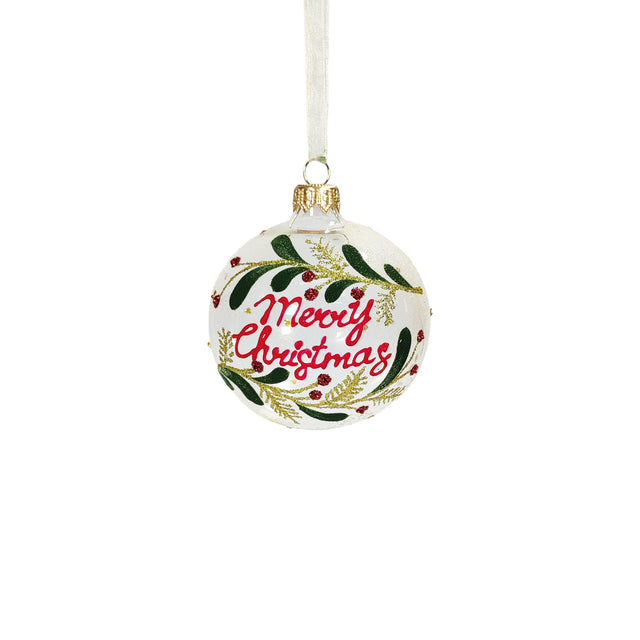 Bauble Glass Clear - Merry Christmas