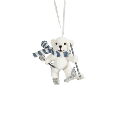 Bear With Ski's One Hand Up Ornament 11x6.5x10cm
