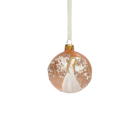 Pink Bauble With Angel 8cm