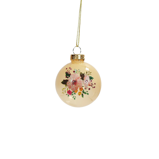 Bauble Glass With Flower Motive Light Gold