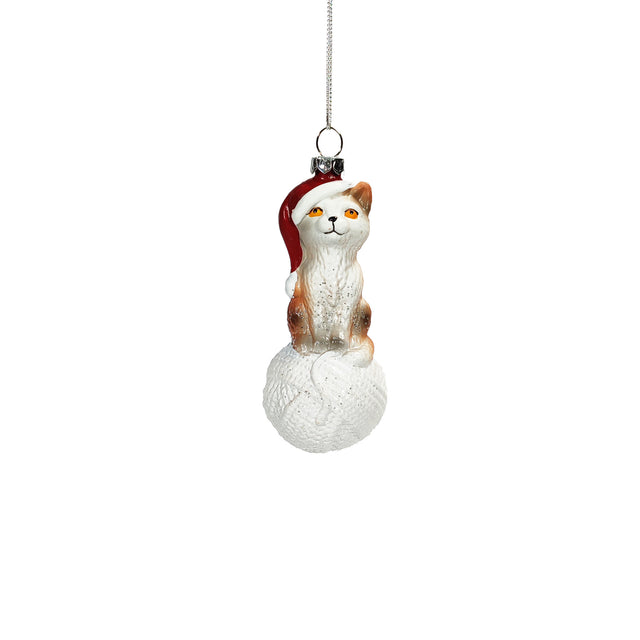 Cat On White Bauble