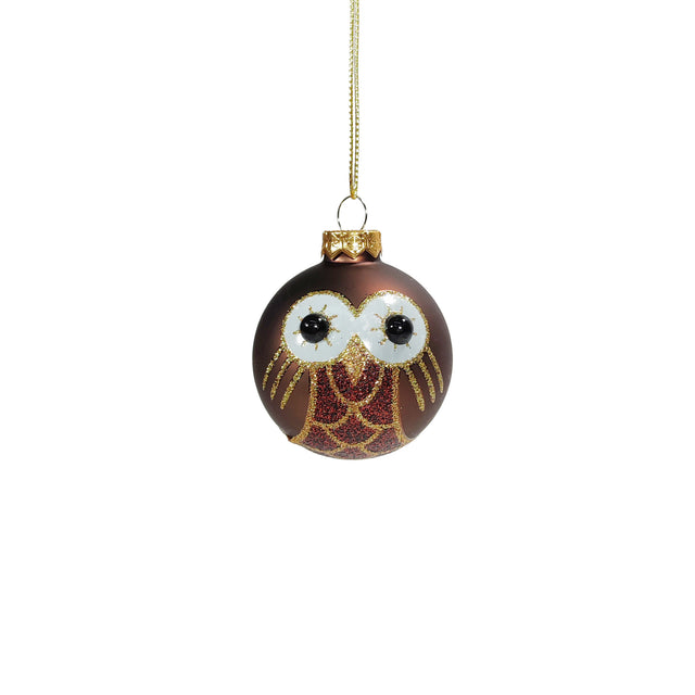 Bauble With Owl Brown 6cm