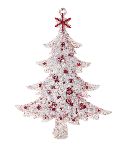 White Christmas Tree With Bow Hanging 12.7cm