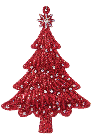 Red Christmas Tree With Bow Hanging 12.7cm