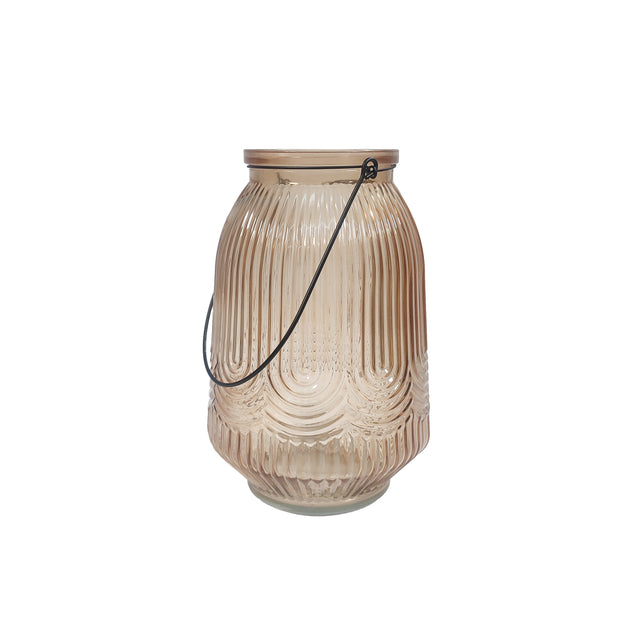 Glass Lantern Vase (Light Brown) (24x16cm)