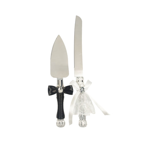 Wedding Cake Knife Set With Bride & Groom On The Handles