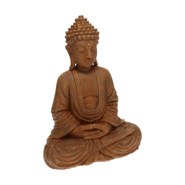 Buddha Sitting, Polystone, With Wood Finish, Size 27.5x15.5x37cm