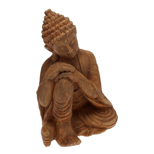 Buddha Sitting, Polystone, With Wood Finish, 24.5x20x37.5cm