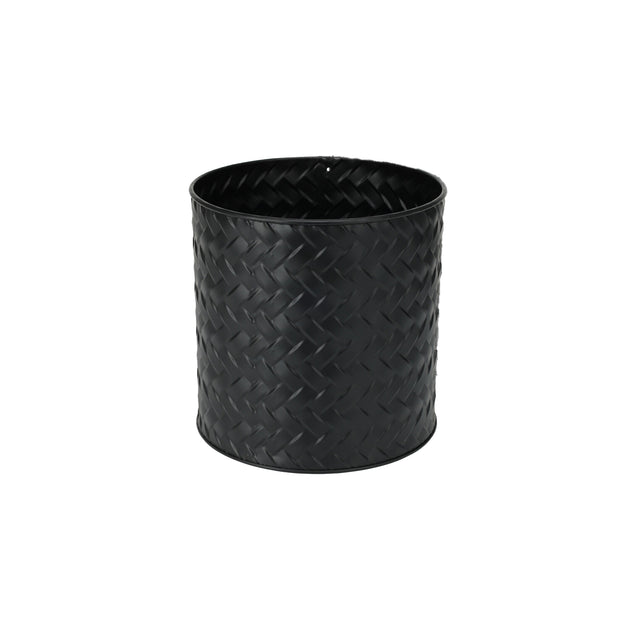 Planter Metal/Iron In Black Color, Embossed 3D Woven Design 20X20X20Cm