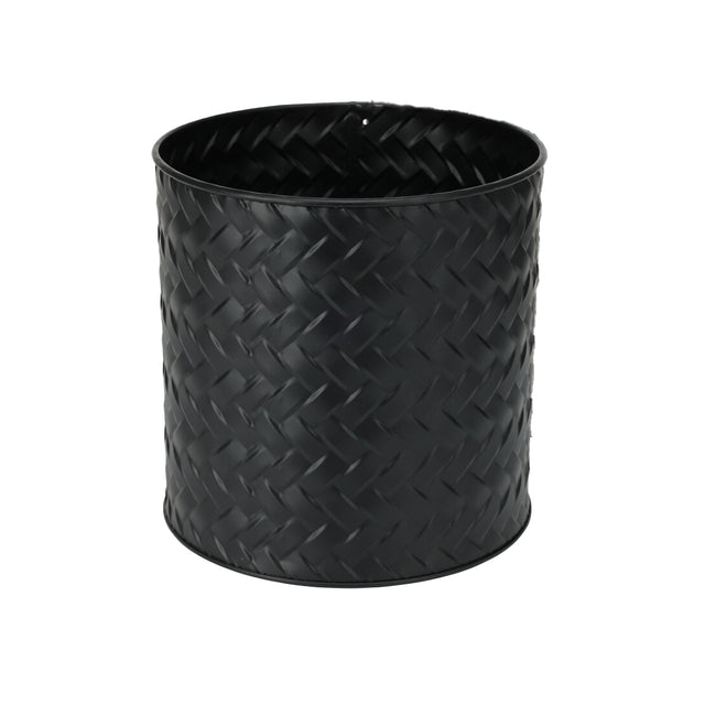 Planter  Metal/Iron In Black Color, Embossed 3D Woven Design 23X23X23Cm