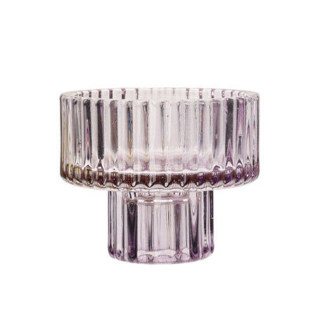 Tea Light Holder Glass - Purple