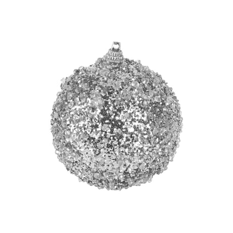 Christmas Bauble - Polyfoam & Silver Beads (8cm)