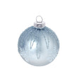 Christmas Decoration Silver - Matt Glass Ball With Snowflake (8cm)