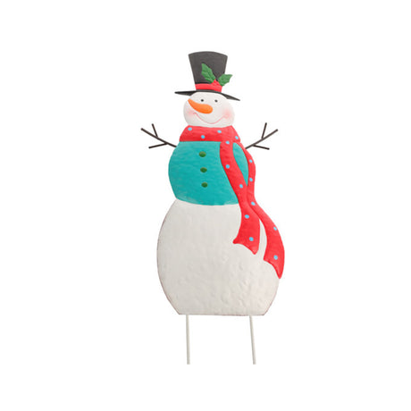 Snowman In Blue Jersey - Christmas Figure Pick (Metal) 22.5 x 5 x 65cm