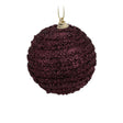 Decoration Christmas Foam Ball With Purple Lines, Beads & Glitter