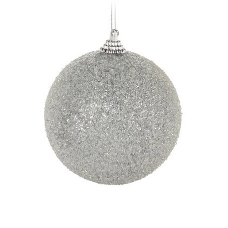 Xmas Ornament Ball - Grey With Transparent Beads (8cm)