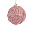 Pink Christmas Decoration Foam Ball - With Beads & Glitter Swirl