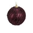 Purple Christmas Tree Decorations - Foam Ball With Beads & Glitter Swirl (8cm)