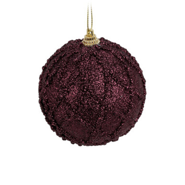 Dark Purple Christmas Ornaments With Beads And Glitter - Purple Fishnet