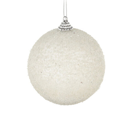 Christmas Bauble - White With Transparent Beads (8cm)