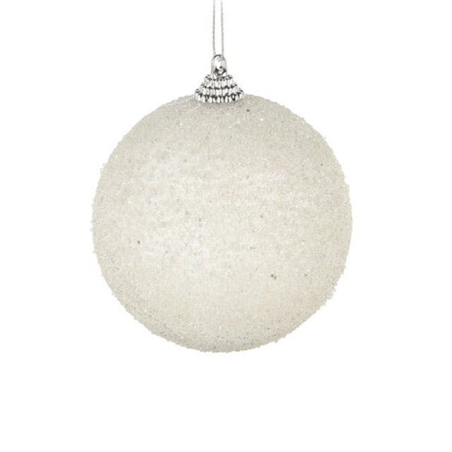 Christmas Bauble - White With Transparent Beads (8cm)