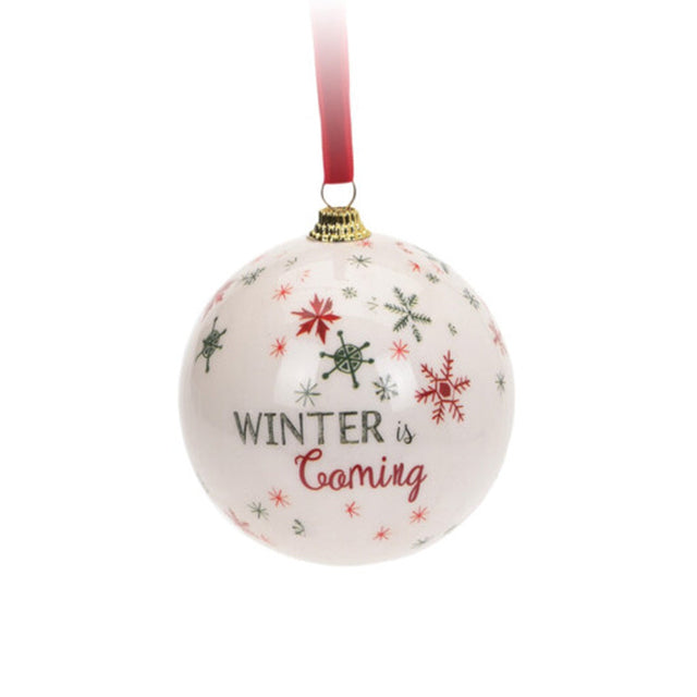 Xmas Ball, Polyester, 7.5Cm, White - With Winter Is Coming