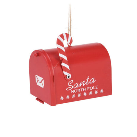 "Santa North Pole" - Red  Iron Hanging Mailbox,  8.5X6X7cm