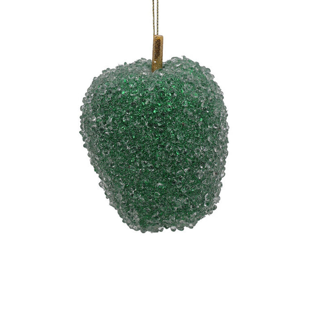 Apple Hanging Sugared, Polyfoam, 8X8X8Cm, Dark Green,-Long