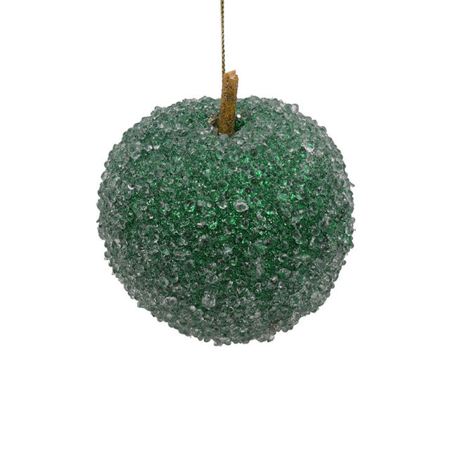 Apple Hanging Sugared, Polyfoam, 8X8X8Cm, Dark Green,-Long