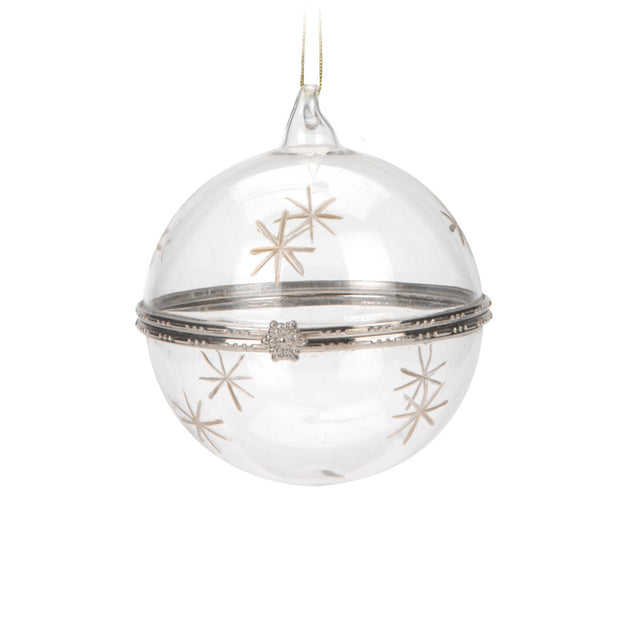 Xmas Ball 8Cm With Opening Gold Snowflake