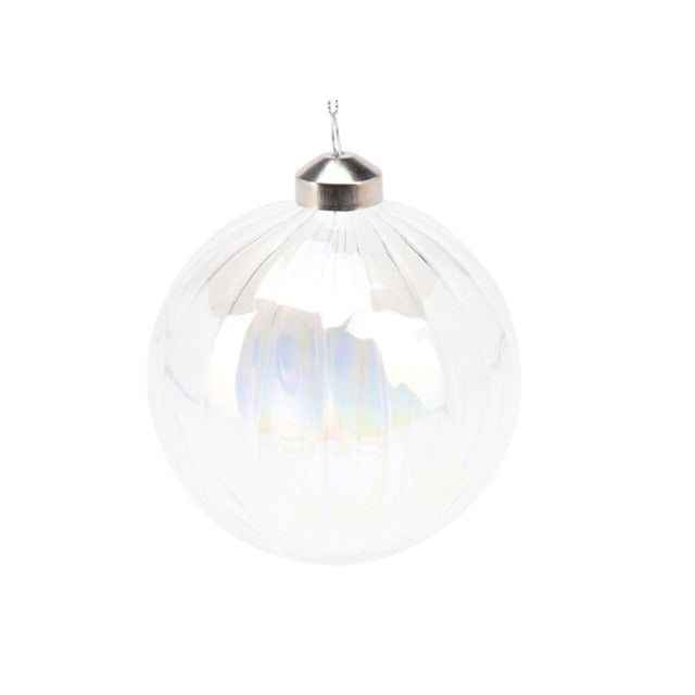 Xmas Ball, Transparent Glass 10Cm - Pearl