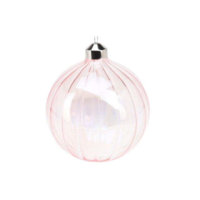 Xmas Ball, Transparent Glass 10Cm - Pink