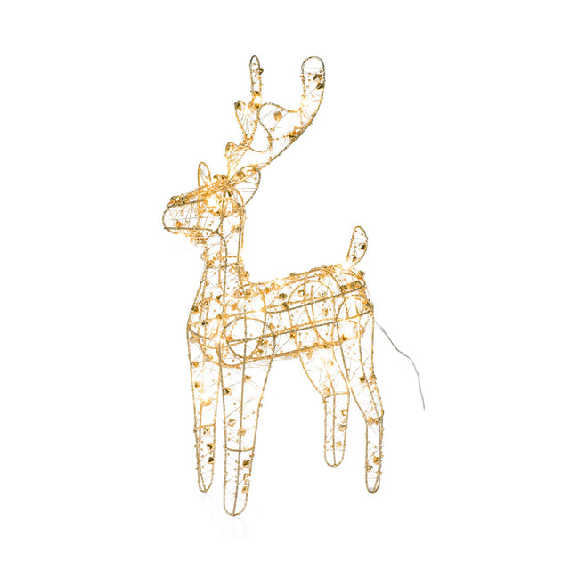 Reindeer With 30 Led Lights, Polyvinyl And Iron 24X8X37Cm, Led Wire 30Cm, Gold  W/Wled Lights,