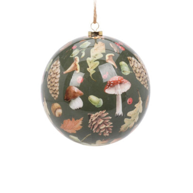 Xmas Ball, Paper Glue Style, Styrofoam 10cm, Green-Autumn Fruits