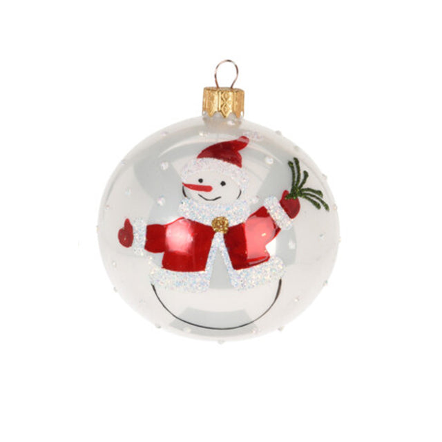 White Snowman Christmas Bauble Decoration (100mm)