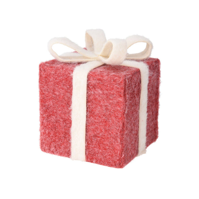 Giftbox Polyfoam And Polyester 18X18X19Cm,  Felt Finish, Red