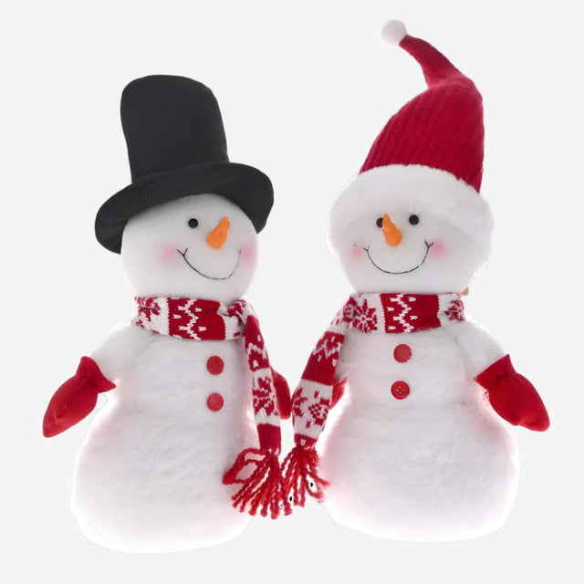 White Snowmen With Top Hat 19X12X36Cm Each