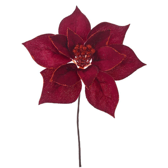 Burgundy Poinsettia Pick 18x25cm