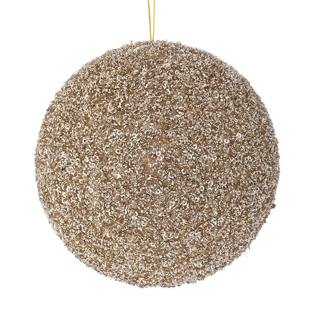 Champagne Glitter Foam Bauble 10Cm