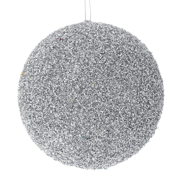 Silver Glitter Foam Bauble 10Cm