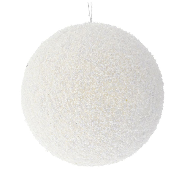 White Glitter Foam Bauble 10Cm