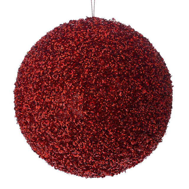 Red Glitter Foam Bauble 15Cm