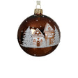 Brown Bauble With Gingerbread House 8cm