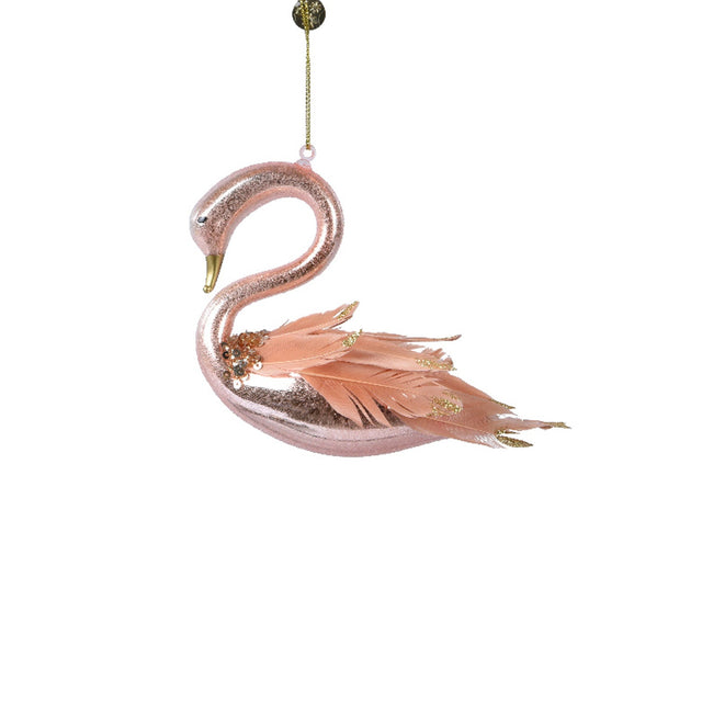 Glass Swan 13X4X10Cm -Light Pink