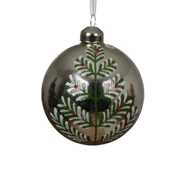Glass Bauble 8Cm Round Shape - Silver